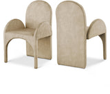 Summer Beige Velvet Dining Arm Chair, Set of 2 from Meridian - Luna Furniture