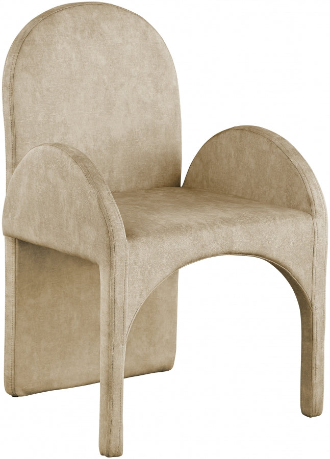 Summer Beige Velvet Dining Arm Chair, Set of 2 from Meridian - Luna Furniture