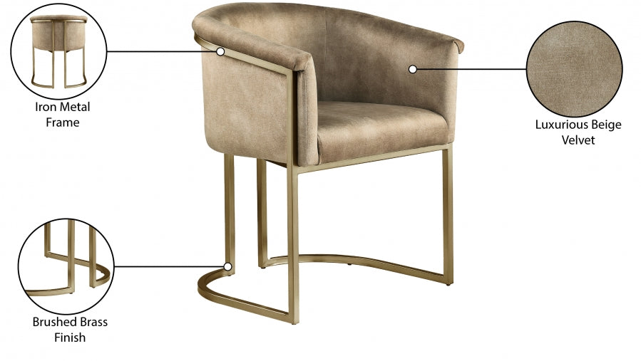 Tierra Beige Velvet Dining Chair from Meridian - Luna Furniture