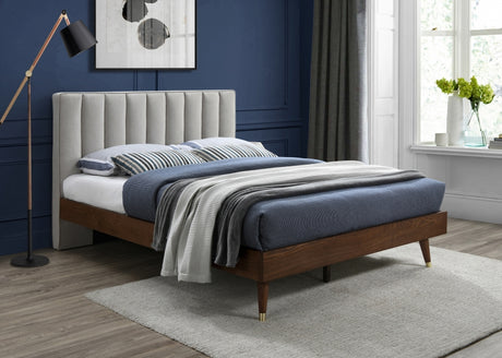 Vance Beige Mid-Century Modern Linen Textured King Bed from Meridian - Luna Furniture