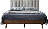 Vance Beige Mid-Century Modern Linen Textured King Bed from Meridian - Luna Furniture