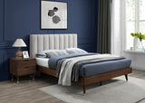 Vance Beige Mid-Century Modern Linen Textured King Bed from Meridian - Luna Furniture