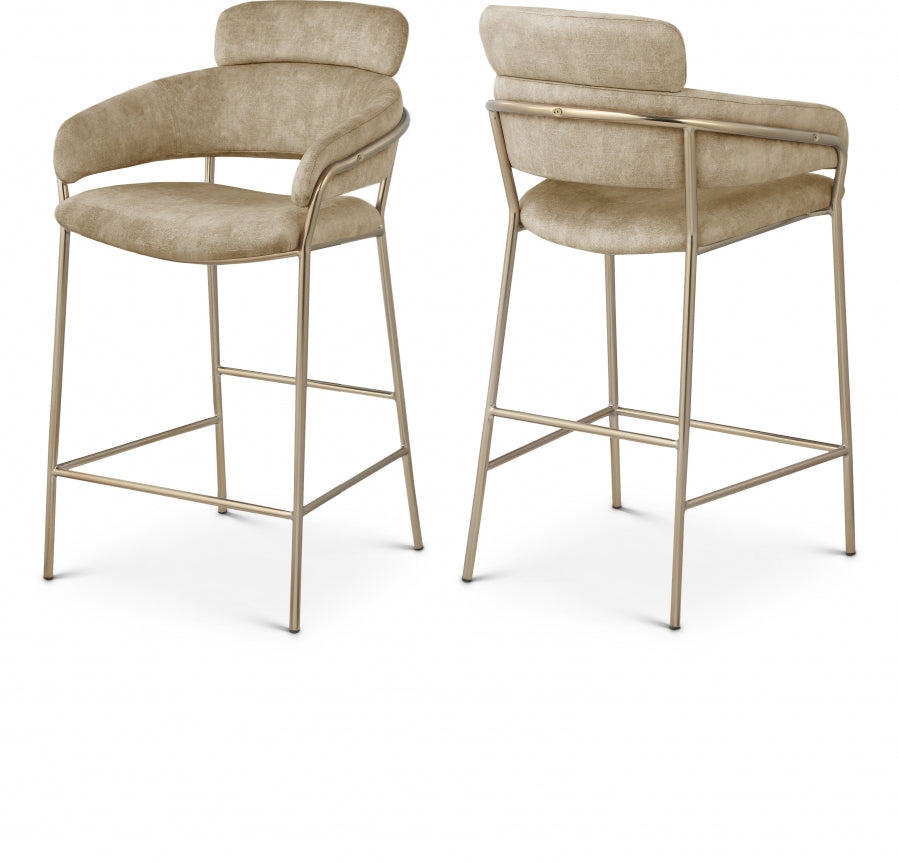 Yara Beige Velvet Counter Stool from Meridian - Luna Furniture