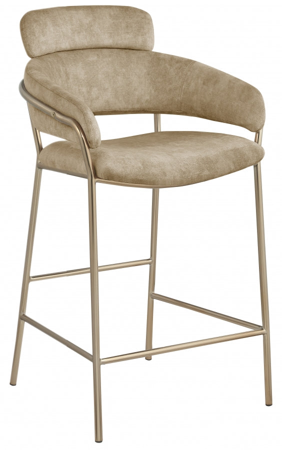 Yara Beige Velvet Counter Stool from Meridian - Luna Furniture