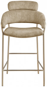 Yara Beige Velvet Counter Stool from Meridian - Luna Furniture