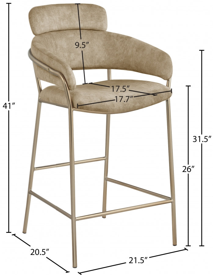 Yara Beige Velvet Counter Stool from Meridian - Luna Furniture