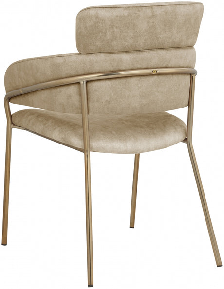 Yara Beige Velvet Dining Chair, Set of 2 from Meridian - Luna Furniture