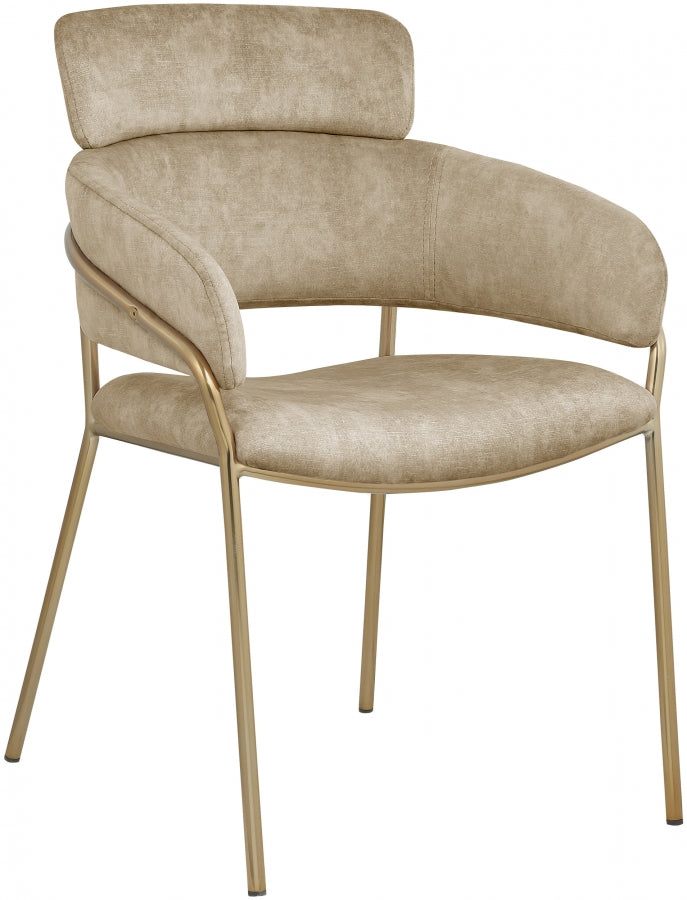 Yara Beige Velvet Dining Chair, Set of 2 from Meridian - Luna Furniture