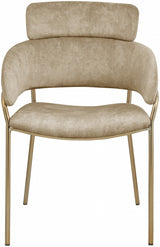 Yara Beige Velvet Dining Chair, Set of 2 from Meridian - Luna Furniture