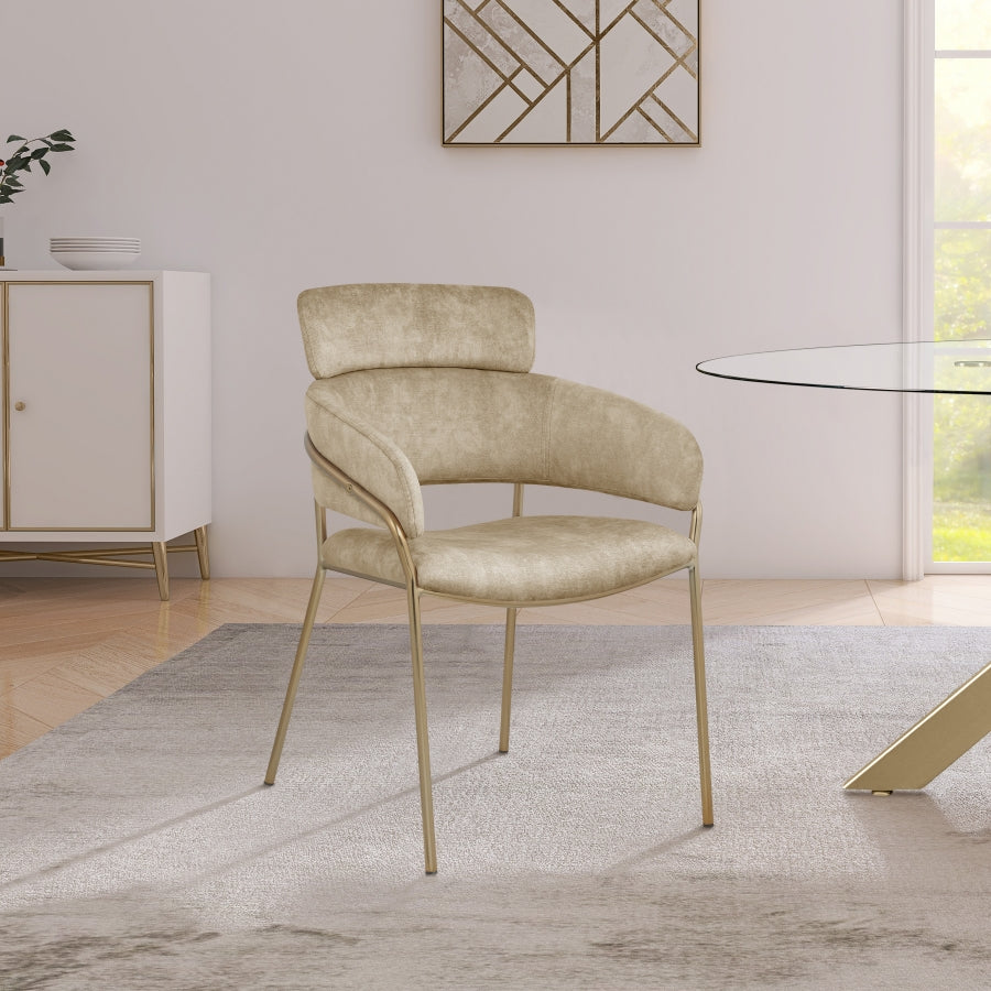 Yara Beige Velvet Dining Chair, Set of 2 from Meridian - Luna Furniture