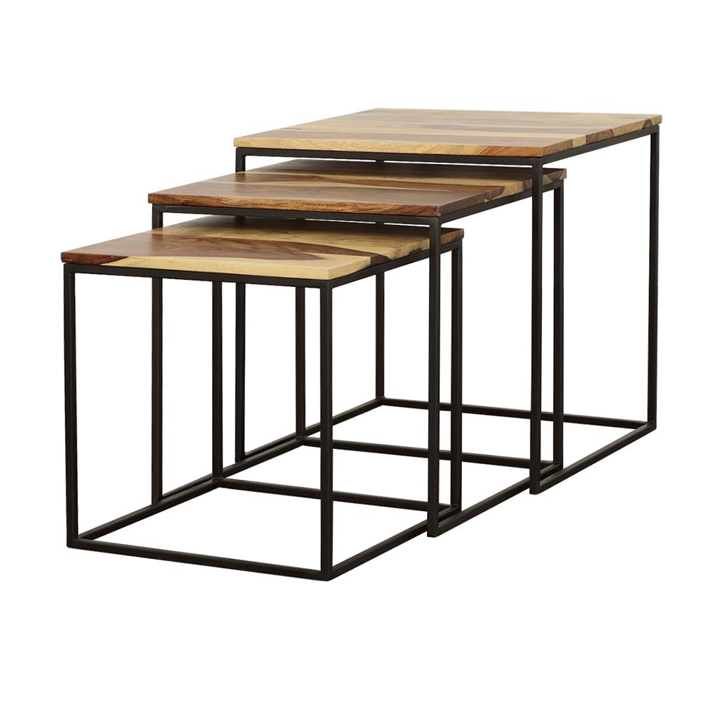 Belcourt 3-Piece Square Nesting Tables Natural/Black from Coaster - Luna Furniture