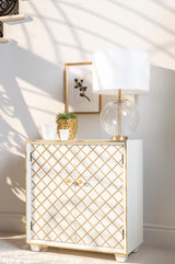 Belinda White/Gold 2-Door Accent Cabinet from Coaster - Luna Furniture