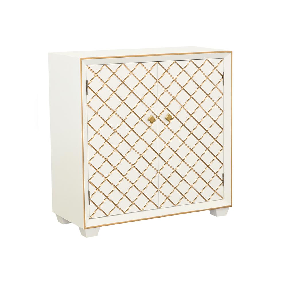 Belinda White/Gold 2-Door Accent Cabinet from Coaster - Luna Furniture