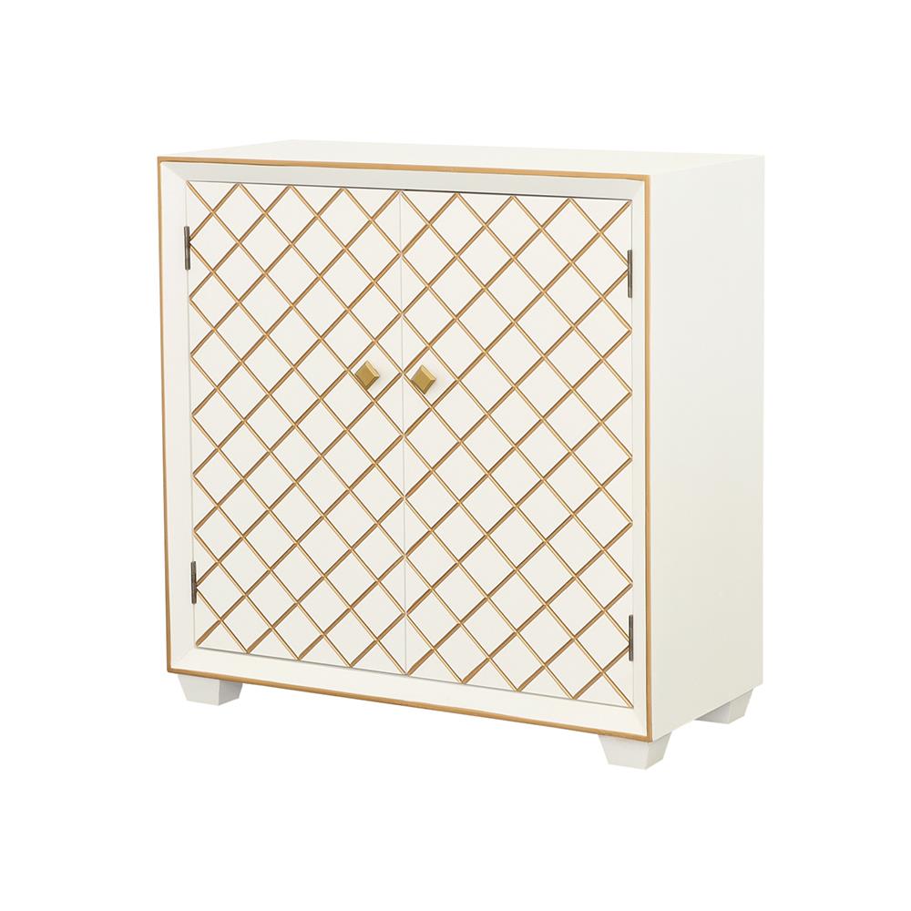 Belinda White/Gold 2-Door Accent Cabinet from Coaster - Luna Furniture