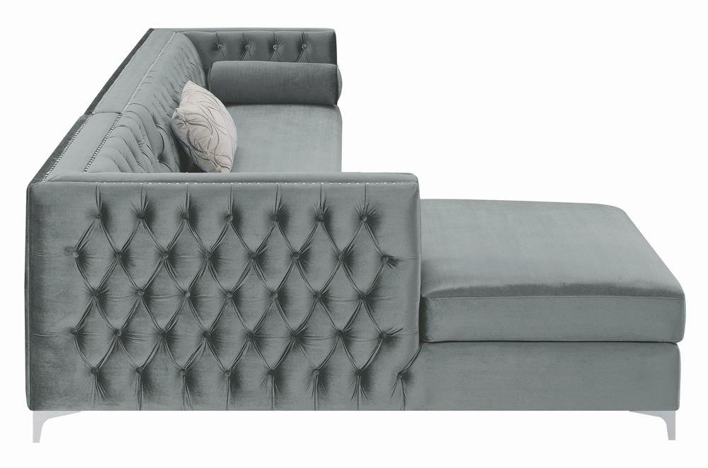 Bellaire Button-tufted Upholstered Sectional Silver - 508280 - Luna Furniture