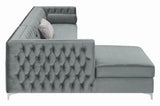 Bellaire Button-Tufted Upholstered Sectional Silver from Coaster - Luna Furniture