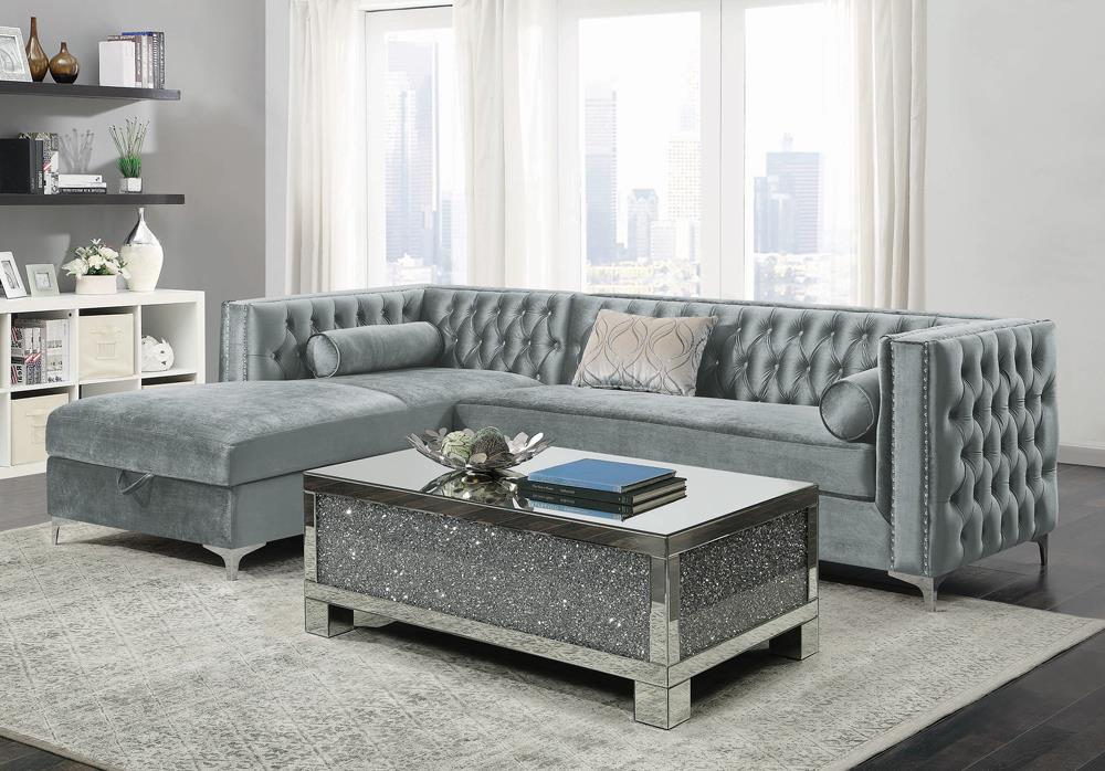 Bellaire Button-tufted Upholstered Sectional Silver - 508280 - Luna Furniture