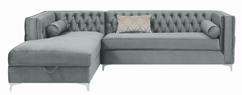 Bellaire Button-Tufted Upholstered Sectional Silver from Coaster - Luna Furniture