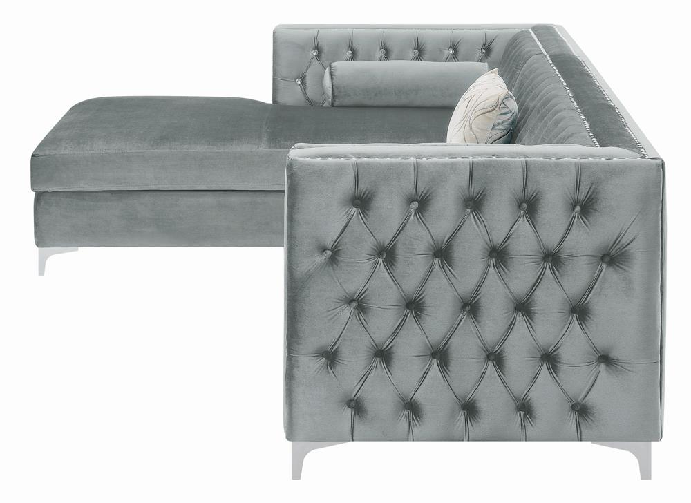 Bellaire Button-tufted Upholstered Sectional Silver - 508280 - Luna Furniture