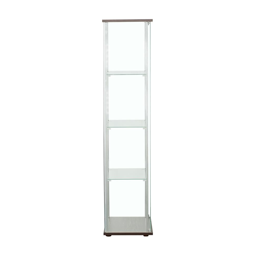 Bellatrix Cappuccino/Clear Rectangular 4-Shelf Curio Cabinet from Coaster - Luna Furniture