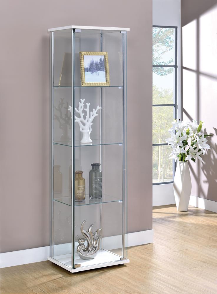 Bellatrix Rectangular 4-shelf Curio Cabinet White and Clear - 951072 - Luna Furniture