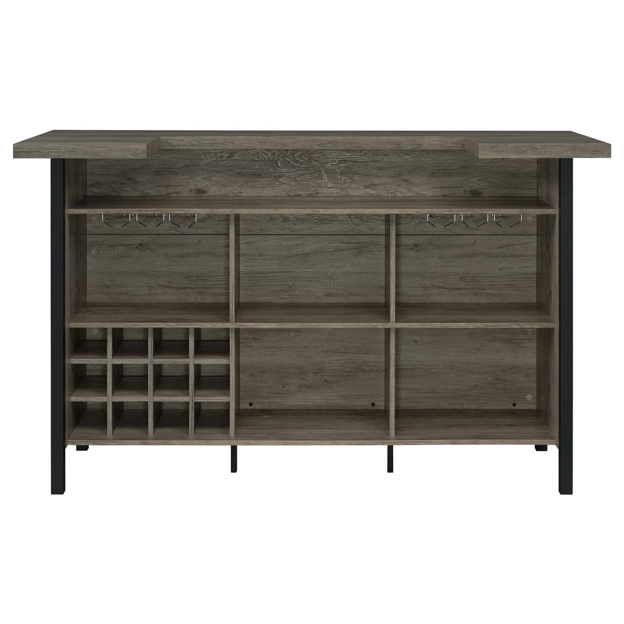 Bellemore Gray Driftwood/Black Bar Unit with Footrest from Coaster - Luna Furniture