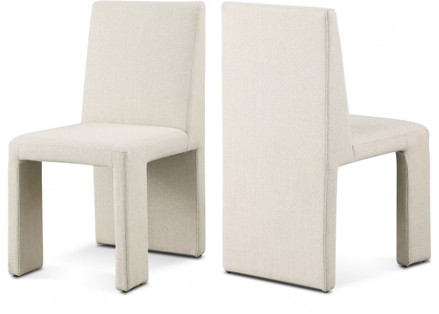 Benson Linen Textured Fabric Dining Chair Beige, Set of 2 from Meridian - Luna Furniture