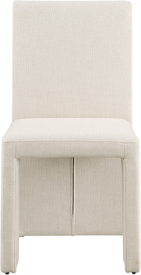 Benson Linen Textured Fabric Dining Chair Beige, Set of 2 from Meridian - Luna Furniture