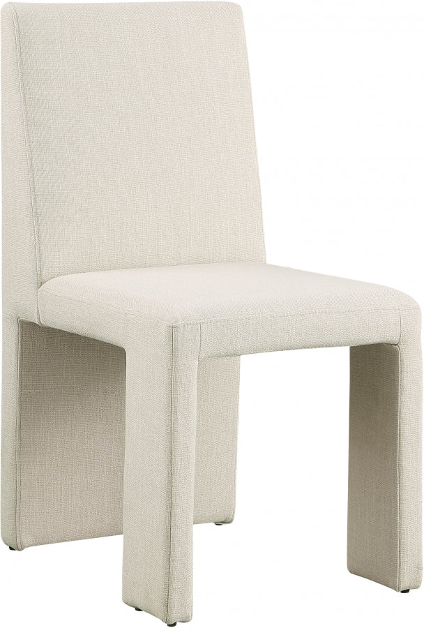 Benson Linen Textured Fabric Dining Chair Beige, Set of 2 from Meridian - Luna Furniture