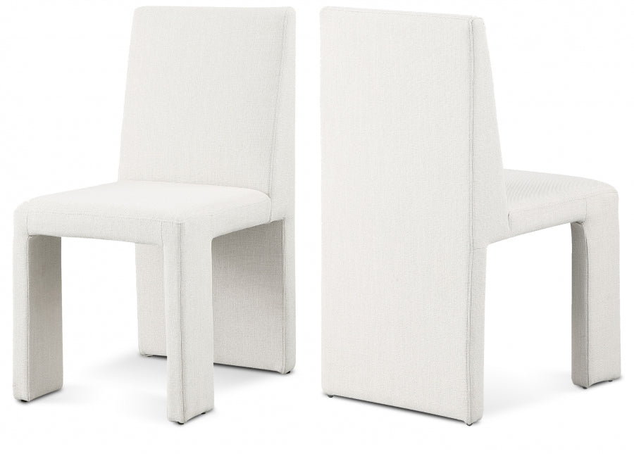 Benson Linen Textured Fabric Dining Chair Cream, Set of 2 from Meridian - Luna Furniture