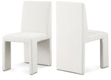 Benson Linen Textured Fabric Dining Chair Cream, Set of 2 from Meridian - Luna Furniture