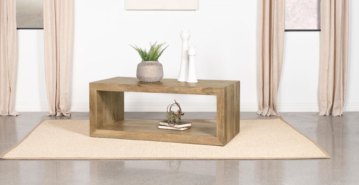 Benton Rectangular Solid Wood Coffee Table Natural - 704838 - Luna Furniture