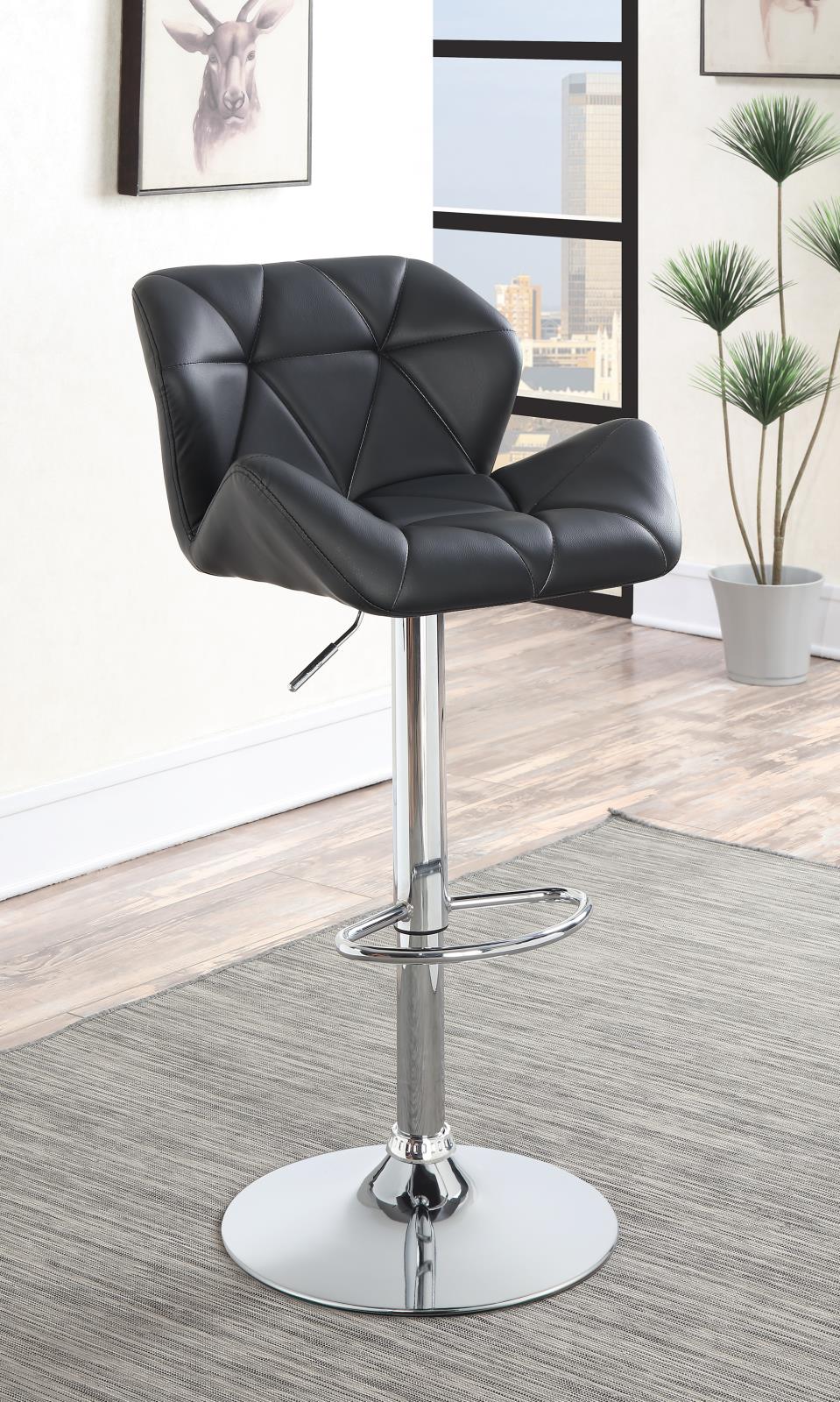 Berrington Chrome/Black Adjustable Bar Stools, Set of 2 from Coaster - Luna Furniture