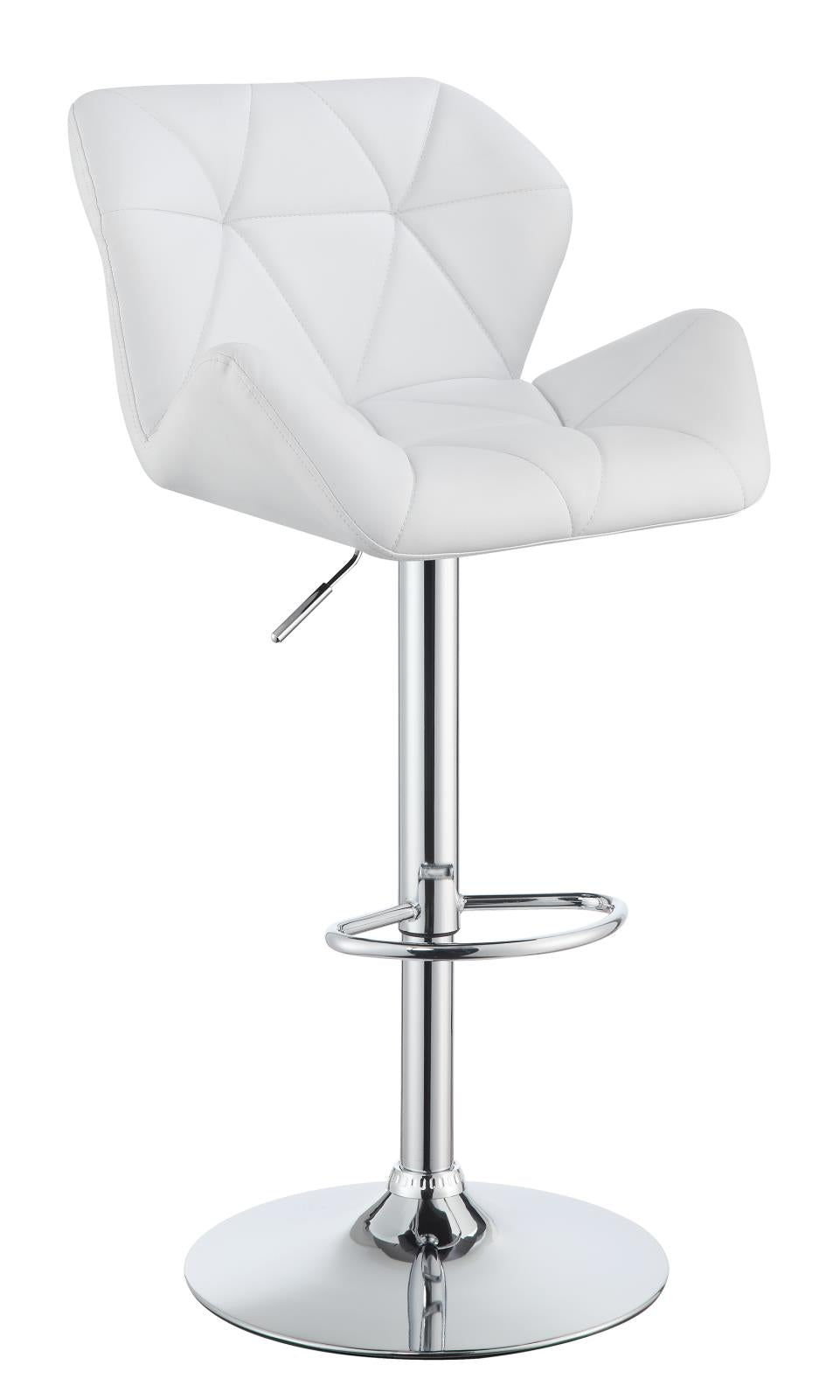 Berrington Adjustable Bar Stools Chrome and White (Set of 2) - 100424 - Luna Furniture