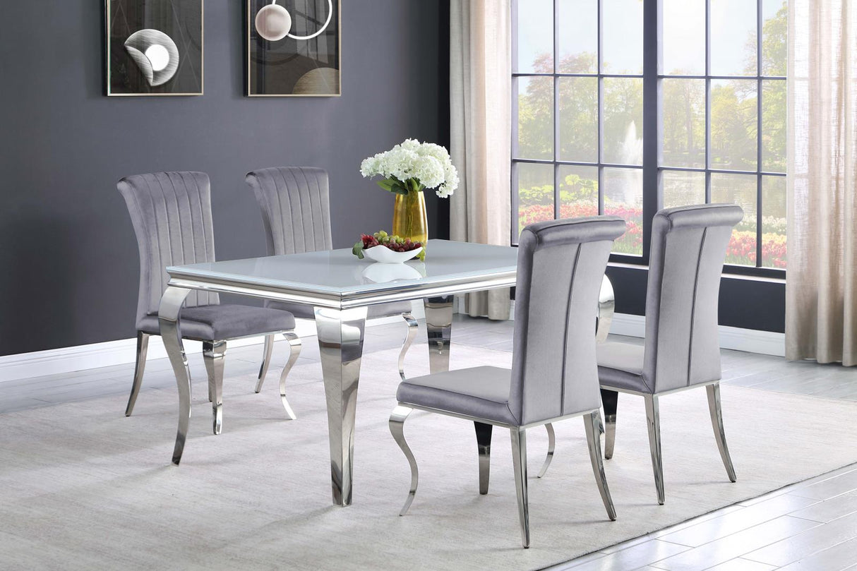 Betty Upholstered Side Chairs Grey and Chrome (Set of 4) - 105073 - Luna Furniture