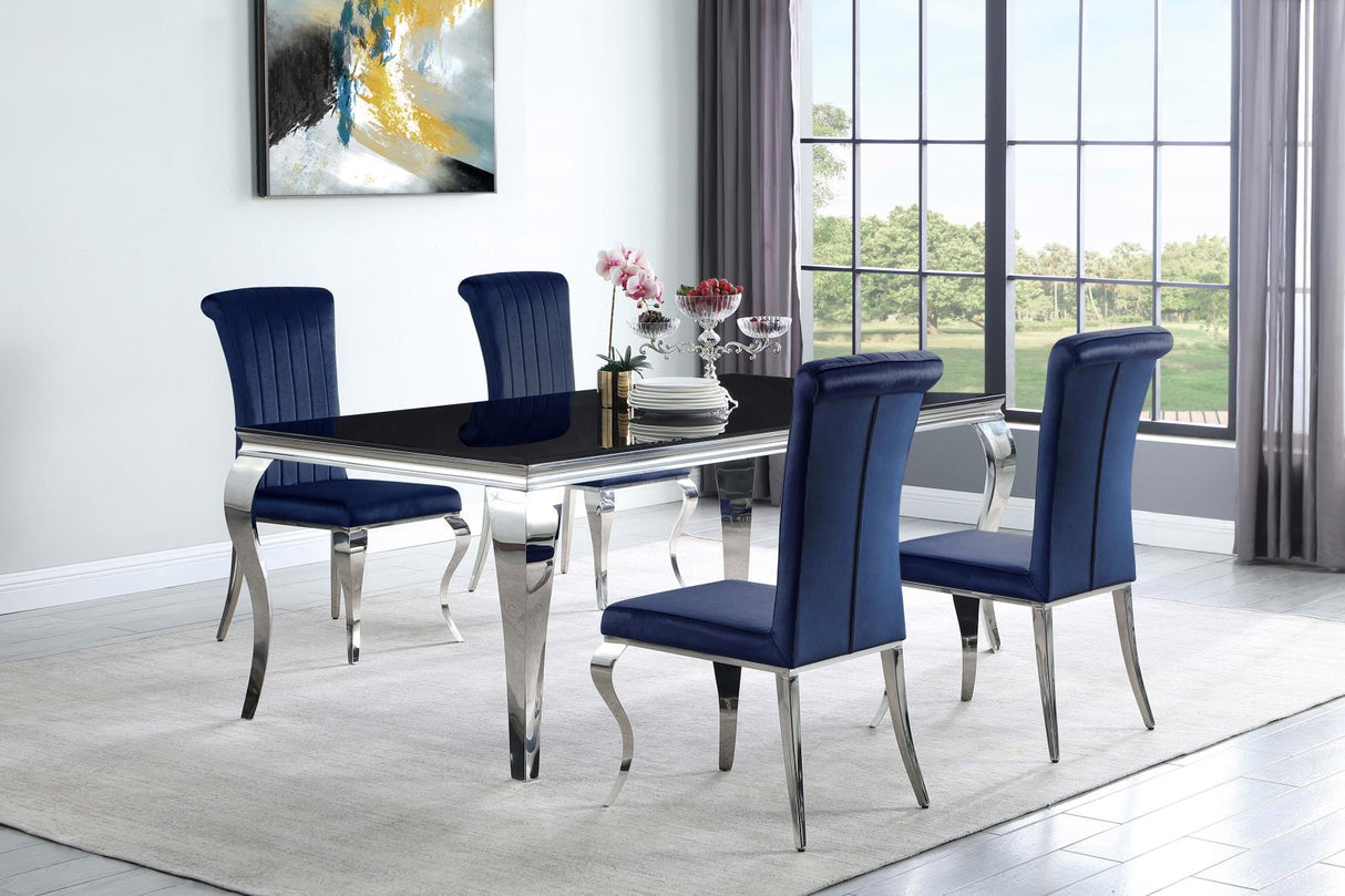 Betty Upholstered Side Chairs Ink Blue and Chrome (Set of 4) - 105077 - Luna Furniture