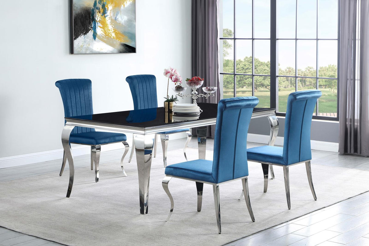 Betty Upholstered Side Chairs Teal and Chrome (Set of 4) - 105076 - Luna Furniture