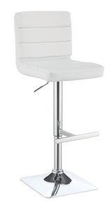 Bianca White/Chrome Upholstered Adjustable Bar Stools, Set of 2 from Coaster - Luna Furniture