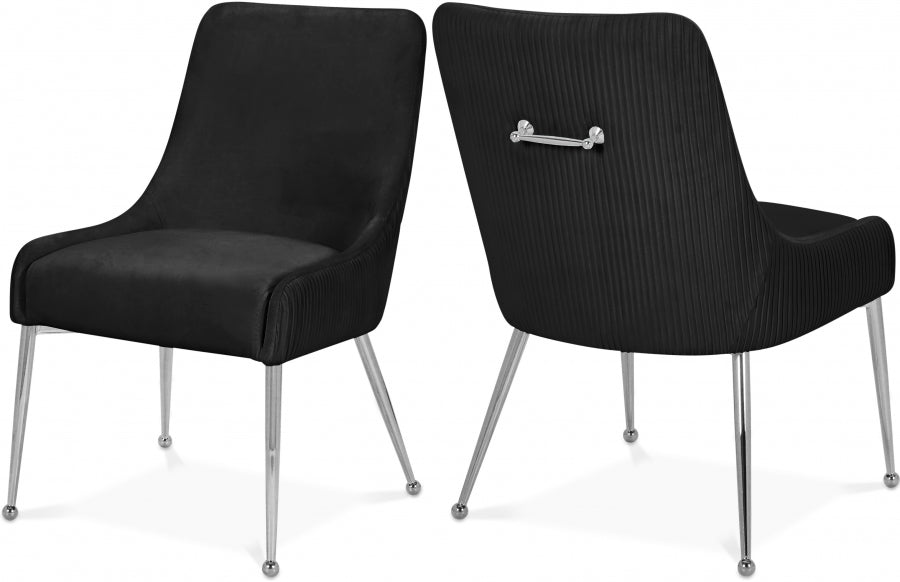 Ace Black Velvet Dining Chair, Set of 2 from Meridian - Luna Furniture