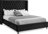 Aiden Black Velvet Full Bed from Meridian - Luna Furniture