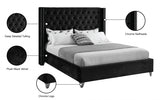 Aiden Black Velvet Full Bed from Meridian - Luna Furniture