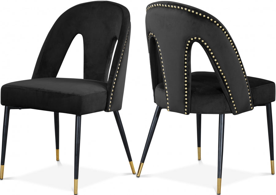 Akoya Black Velvet Dining Chair from Meridian - Luna Furniture