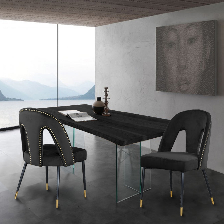 Akoya Black Velvet Dining Chair from Meridian - Luna Furniture