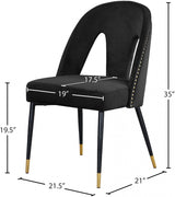 Akoya Black Velvet Dining Chair from Meridian - Luna Furniture