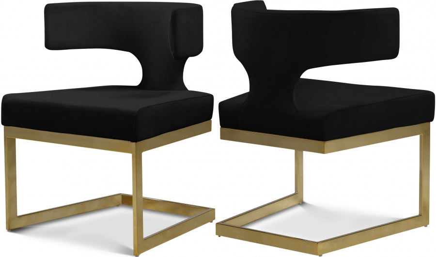 Alexandra Black Velvet Dining Chair from Meridian - Luna Furniture