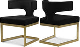 Alexandra Black Velvet Dining Chair from Meridian - Luna Furniture