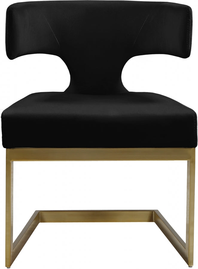 Alexandra Black Velvet Dining Chair from Meridian - Luna Furniture