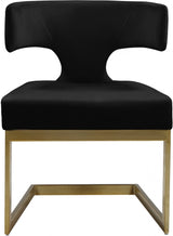 Alexandra Black Velvet Dining Chair from Meridian - Luna Furniture