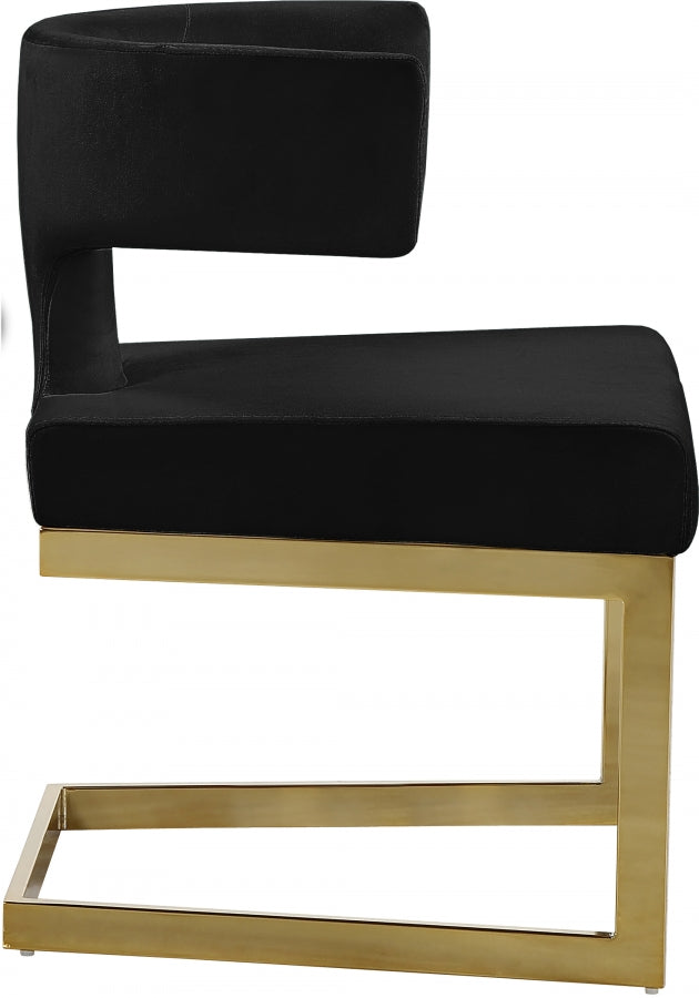 Alexandra Black Velvet Dining Chair from Meridian - Luna Furniture