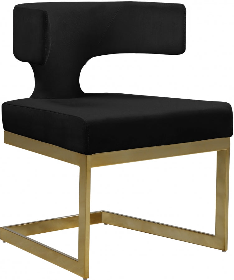 Alexandra Black Velvet Dining Chair from Meridian - Luna Furniture